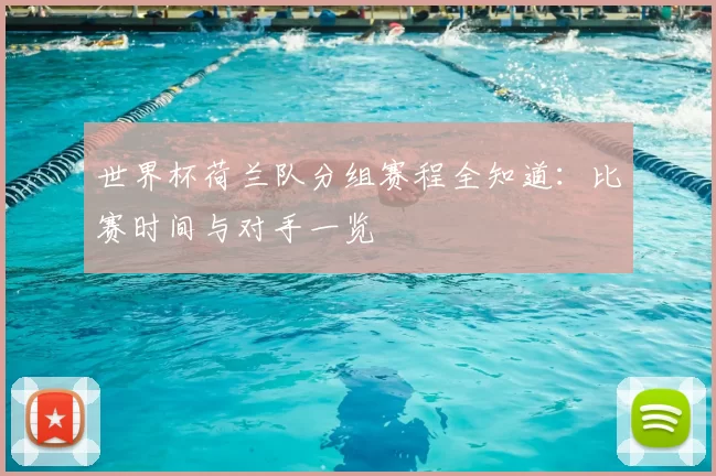 世界杯荷兰队分组赛程全知道：比赛时间与对手一览